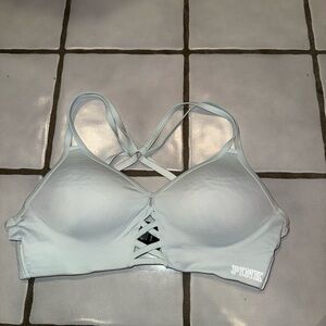 PINK Victoria's Secret Light Gray Crisscross Bralette